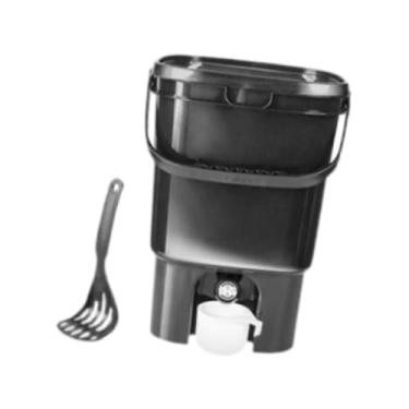 Imagem de IEUDNS Balde de compostagem de resíduos de cozinha de barril de fermentação 21L selado com tampa Lixeira de compostagem de resíduos alimentares para, Preto