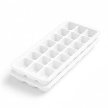 Imagem de Forma de Gelo Plástica 21 Cubos Kit com 2 Unidades Resistentes para Freezer Fácil Desenformar