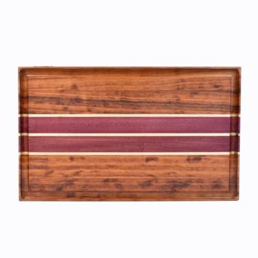 Imagem de Nakagawa Tábua de Corte Marchetada em Madeira Nobre, Imbuia com Roxinho, 42x29x3cm, Canal Para Sucos, Retangular, Design Artesanal, Para Churrasco
