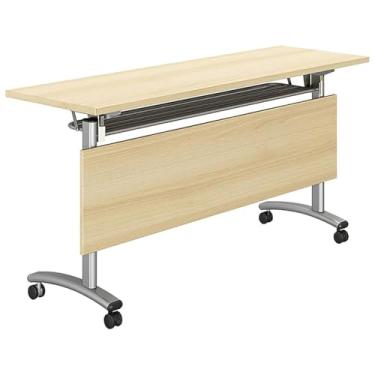 Imagem de SPXMQSS Mesa de sala de conferências, mesa dobrável para computador com rodas, mesa de treinamento móvel dobrável para salas de aula, escritórios, salas de conferência, 140 x 60 x 75 cm