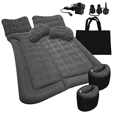 Imagem de ZONETECH Colchão de ar inflável para porta-malas de carro – qualidade premium, fácil inflação, bomba de ar, superfície flocada, assento traseiro, cama engrossada com 2 travesseiros para viagem