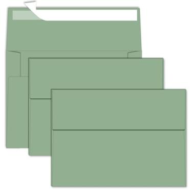Imagem de Envelopes para convite, envelope A7 verde sálvia, pacote com 50 envelopes de cartão 12 x 17 cm, autovedação, para casamentos, cartões comemorativos, chá de bebê, fotos, aniversário