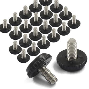 Imagem de Kyuionty Pacote com 24 Niveladores de móveis ajustáveis de 5/40.6 cm-18, pés de nivelamento rosqueados, niveladores de mesa de aço inoxidável para cadeiras/pernas de bancos/armários