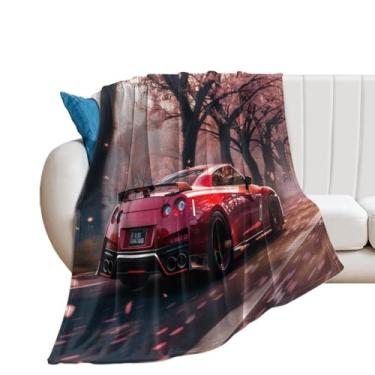 Imagem de HouLaiZhe Cobertor super macio de flanela JDM Sports R35 flores de cerejeira cobertores refrescantes leves para sofá-cama, cadeira, sofá, carro, viagens ao ar livre, leve, quente, 76 cm x 101 cm
