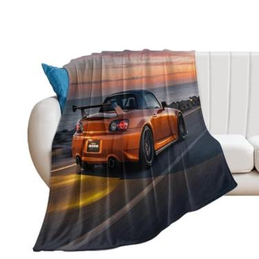 Imagem de HouLaiZhe Cobertor super macio de flanela JDM carro S2000 sob o pôr do sol cobertores leves refrescantes para sofá-cama cadeira sofá carro viagem ao ar livre leve quente 178 x 203 cm
