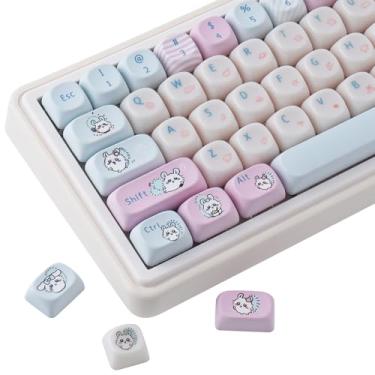 Imagem de Sunzit Lindo teclado Chiikawa PC PBT, Jelly Jade & Dye-Sublimation Custom MOA Profile Teclas Teclas de Teclado para 100%, 75%, 65%, 60% MX Switches Teclado Mecânico