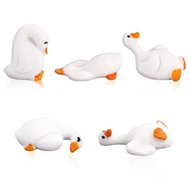 Imagem de 5pcs Mini Estátuas Ganso em Resina, Minúscula Engraçada Ganso Bobo Estátua Pequenos Enfeites Mesa para Painel Carro Decoração Acessórios Espelho Retrovisor Casa Escritório Decoração