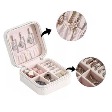 Imagem de Porta Jóias Portátil Capsula Viagem Estojo Organizador Maleta Caixa Zí