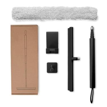 Imagem de Limpador de rodo de chuveiro telescópico para limpador de limpador de porta de vidro com suporte longo espelho de banheiro limpador de vidro limpador, preto, 29 x 30,5 x 4 cm