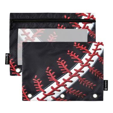 Imagem de Wassud Pacote com 2 pastas de fichário de beisebol preto, pastas de bolso com 3 furos, organizador de fichário para casa, escritório