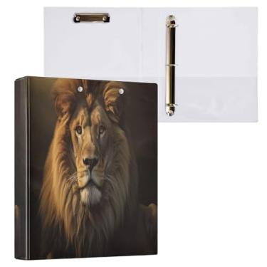 Imagem de Wassud Fichário de anel de leão com clipe organizador de 3 anéis com fichário decorativo de bolso transparente A4 suporte de documentos para escritório, casa, pacote com 2