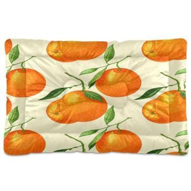 Imagem de Wassud Cama de cachorro laranja com folhas, para cães pequenos, lavável, impermeável, para viagem, tapete portátil para gatos com fundo antiderrapante para uso interno e dormir 91 x 61 cm