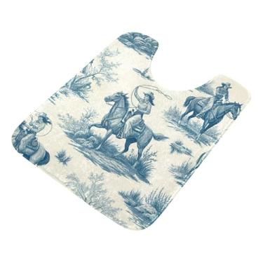 Imagem de Burbuja Tapete de banheiro retrô Cowgirls, tapete de banho absorvente de pelúcia macio, base antiderrapante para piso de banheiro, oval em forma de U