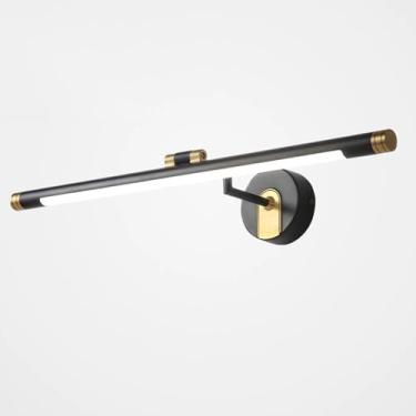 Imagem de Luminária de banheiro moderna em cobre sobre o espelho, com design giratório de 350°, lâmpada de parede LED 4000K, luzes de banheiro pretas e douradas acima do espelho (preto, médio)