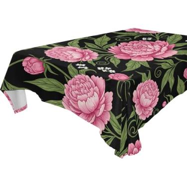 Imagem de Burbuja Toalha de mesa floral, toalha de mesa quadrada anti-rugas grossa para decoração de jantar, cozinha, festa, 152 x 152 cm