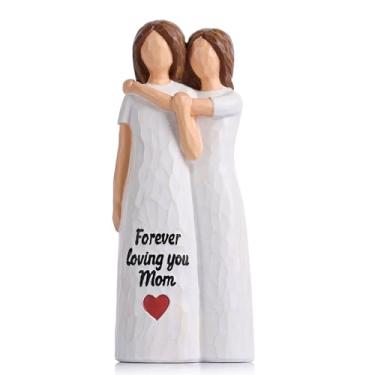 Imagem de QIANLING Presentes para mãe - Estatuetas de mãe e filha pintadas à mão - presente perfeito de aniversário, dia das mães, Natal ou mãe da noiva (natural)