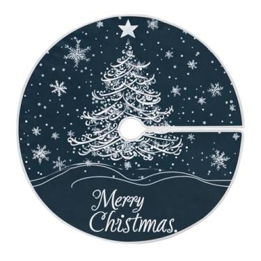 Imagem de CEBUGI Saia de árvore de Natal de 89,9 cm, tapete redondo macio com cordão, saia de árvore branca para decoração de Natal, Halloween, férias em casa