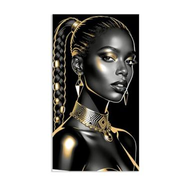 Imagem de Arte de parede em tela de mulher negra, pôsteres de fotos de mulheres negras, pintura impressa para sala de estar, quarto, decoração de casa, pronto para pendurar, pôster 40 x 70 cm (16 x 28 pol.)
