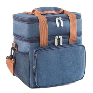 Imagem de Bolsa de Piquenique Térmica Bento com Isolação Almoço Portátil para Viagens Mantém a Comida Fria ou Quente por Horas à Prova Rasgos Vazamentos e Manchas Fácil Limpar