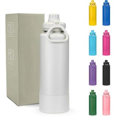 Imagem de Garrafa Térmica 800ml - Duplamente Isolada, Aço Inox 304, Base Emborrachada Anti Derrapante, Mantém Bebidas Quentes por 12 Horas e Geladas por 24 Horas, (branco metalico)