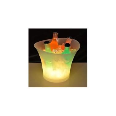 Imagem de Balde para Bebidas com LED e Caixa de Som Bluetooth, 6,5 Litros, Branco, 10 Efeitos de Luz, 30x29x30,5cm, 5W
