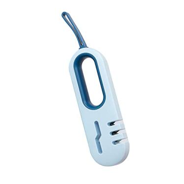Imagem de Cryfokt Afiador de Faca Manual 4 Em 1, Ferramenta de Cozinha Eficiente para Economia de Trabalho Com Faixa de Gancho para Uso Doméstico Em Aço de Tungstênio (Azul)