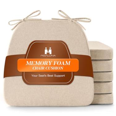 Imagem de Mosluna Almofadas de cadeira para cadeiras de jantar, almofadas de cadeira em forma de D com capa lavável, conjunto de 6 almofadas de assento de 5 cm de espessura com fundo antiderrapante, 40 x 43 cm