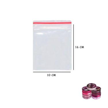 Imagem de Kit Saco Zip 10x16 cm com 100 Unidades e Fita Cetim Rolo 22 mm x 50 Metros