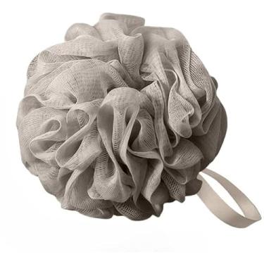 Imagem de 1 esponja de banho, bolas de bucha de chuveiro de 50 g/75 g, esponja corporal de espuma de malha, extra grande, fácil de ensaboar, para limpeza e esfoliação corporal (cinza)