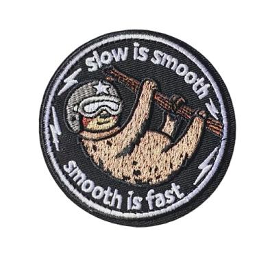 Imagem de Slow is Smooth Smooth is Fast Patch Hook and Loop de 7,6 cm engraçado preguiça tático militar bordado emblema moral para mochila militar Molle colete bolsas de equipamento capacetes treinamento design