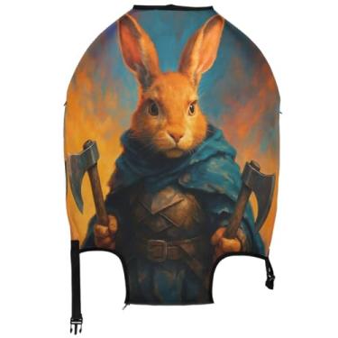 Imagem de Joisal Fantasia guerreiro coelho armadura capa de bagagem para mala protetora viagem férias essenciais floral, Armadura de coelho guerreiro fantasia, L, Fits 26-28 Inch Case, Capa de mala