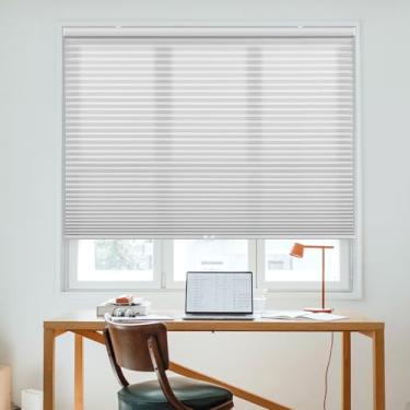 Imagem de DEZ Furnishings QNLG350840 EcoHome Sombra de favo de mel de filtragem leve de 3,8 cm, tecido 100% reciclado, 89 cm L x 213 cm A, nuvem cinza