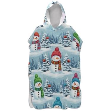 Imagem de Joisal Poncho de surfe trocador de roupão adulto toalha de banho com capuz bonito ponchos de praia para homens bonitos bonecos de neve azul