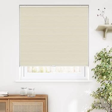 Imagem de LazBlinds Persianas celulares sem fio, cortinas blecaute de favo de mel para casa, persianas de redução de ruído de isolamento térmico para janelas, 71 cm L x 162 cm A, creme