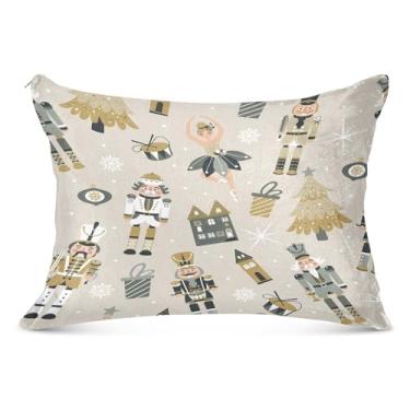 Imagem de Capas de almofada de bailarina de Natal Quebra-Nozes Respiráveis 50,8 x 66 cm Capas de Travesseiro Padrão Fronhas Durável com Zíper