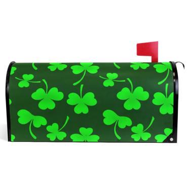 Imagem de TSENQUE Capas magnéticas para caixa de correio decorativa trevo verde trevo outono caixa de correio vinil caixa de correio moderna decoração de jardim tamanho padrão 52,6 x 45,8 cm