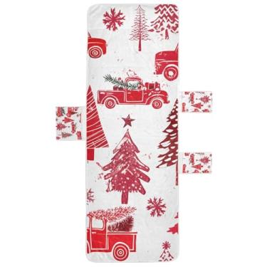 Imagem de Árvores de Natal vermelhas caminhão branco chaise lounge capas de cadeira toalha de praia piscina cadeira toalha com bolsos grande espreguiçadeira perseguição 85 x 76 centímetros