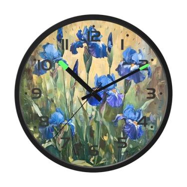 Imagem de SEHANY Herb Wildflower Relógio de parede silencioso sem tique-taque relógio redondo operado por bateria 30 cm controle de som luz noturna relógios de parede para sala de estar, cozinha, quarto