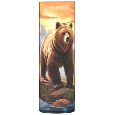 Imagem de Ursos pardos paisagem vaso redondo de plástico bonito vasos cilíndricos decoração de casa impressão decoração de casa sala de estar, 30 cm x 9,9 cm