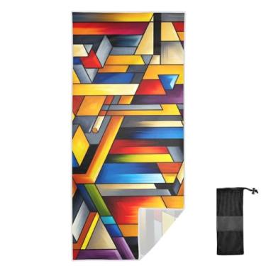 Imagem de Joitme Cubismo abstrato toalhas de banho coloridas para crianças, 78 x 188 cm, toalha de areia, toalhas de natação para crianças