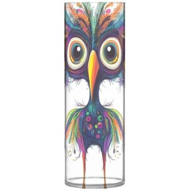Imagem de Engraçado Animal Pássaro caprichoso vasos de plástico e vasos de flores cilíndricos para decorações de centros de mesa para quarto, 30 cm x 9,9 cm