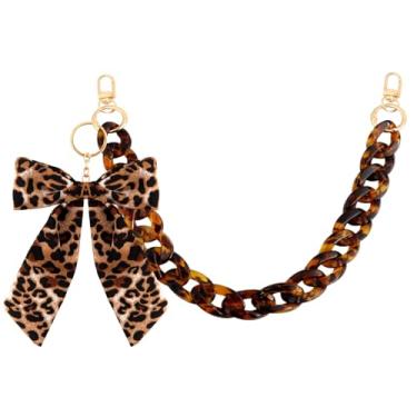 Imagem de Bolsa com estampa de leopardo, berloques, alça de corrente, vintage, grossa, acrílico, alça de ombro, alça de ombro, bolsa de arco, berloques, acessórios de bolsa, berloques, chaveiros