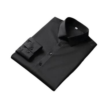 Imagem de Camisa masculina casual e elegante de manga comprida de cor sólida sem