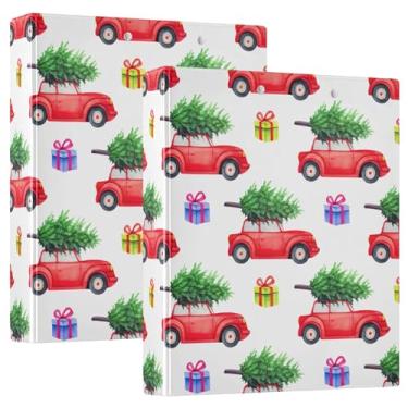 Imagem de Fichários vermelhos personalizados de 3,8 cm para carros vintage, 3 argolas, 200 folhas, caderno, fofo, anel redondo, fichário de apresentação, 31,5 x 27 x 6 cm, pacote com 2