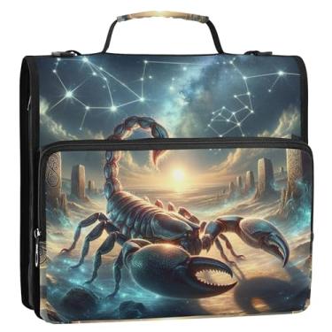 Imagem de Fichário azul escorpião cósmico - organizador escolar com alça