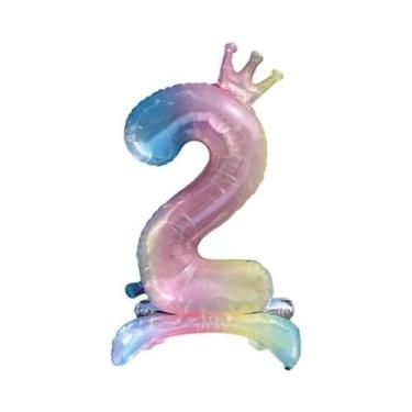 Imagem de Balão De Alumínio Colorido Em Gradiente Arco-Íris De 32 Polegadas Para