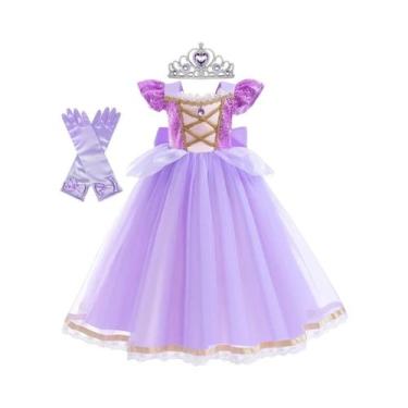 Imagem de Vestido de Princesa Rapunzel para Crianças - Fantasia de Cosplay Enrol