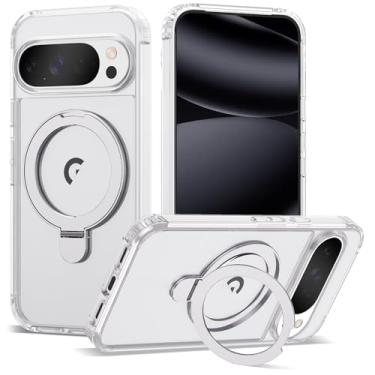 Imagem de VIJISEA Capa compatível com Pixel 10/10 Pro com suporte de anel magnético, [compatível com Mag-Safe], capa protetora à prova de choque para Google Pixel 10/10 Pro de 6,3 polegadas para mulheres e