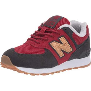 Imagem de New Balance Tênis infantil 574 V1 de camurça de inverno com cadarço, Jaspe Vermelho/Fantasma, 2 Infant