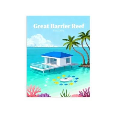 Imagem de Pôster paisagem - Grécia Mar Santorini - Impressões em Tela - Imagem Moderna Natureza para Sala de Estar Decoração 80x105cm Sem Moldura